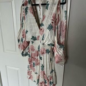 Vici Floral V-Neck Dress with Long Sleeves